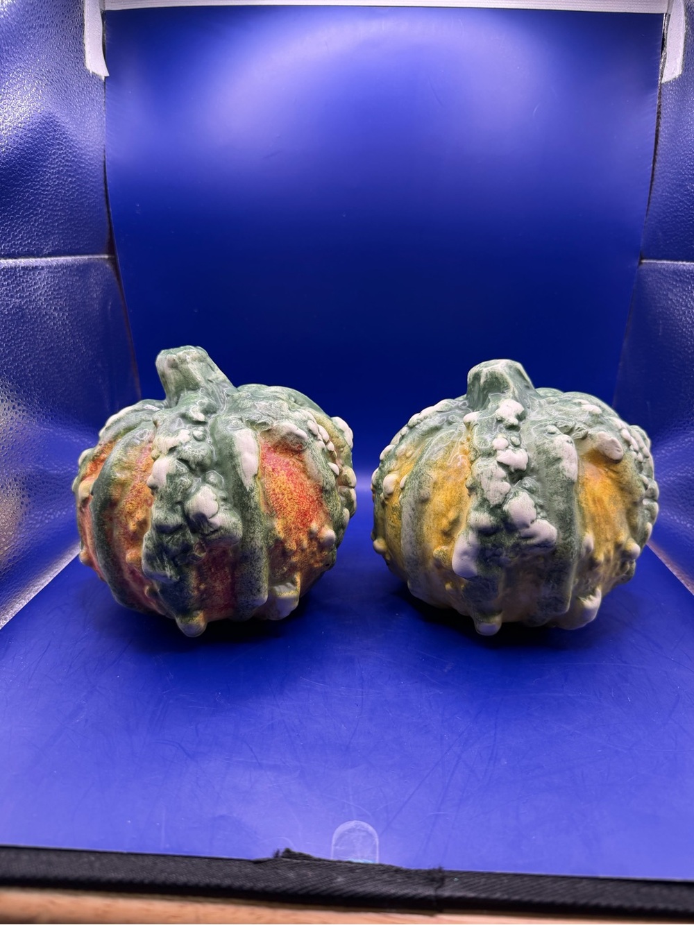 Set of 2 Ceramic Bumpy Pumpkins